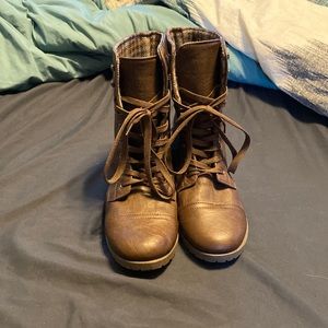 Like new brown suede combat boots size 8